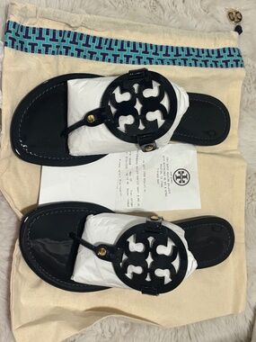 Tory Burch Miller Patent Sandal (Perfect Navy) 9.5